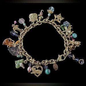 Kirks Folly Gold Tone Whimsical Cat Charm Bracelet